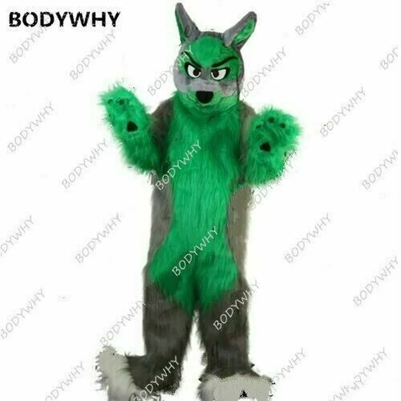 Костюм-Талисман из длинного зеленого меха волка хаски маскарадный костюм
