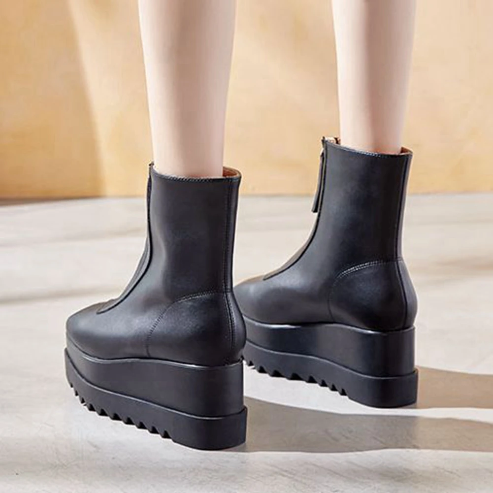 

Sarairis 2020 Fashion Wedge High Heels Ankle Booties Woman Shoes Soft Comfy Zipper Black Trendy INS Shoes Ladies Boots Female