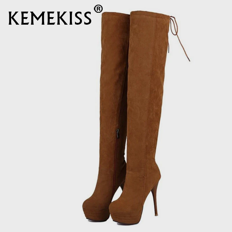 KemeKiss/пикантные женские Платформа высокий каблук туфли из искусственной замши