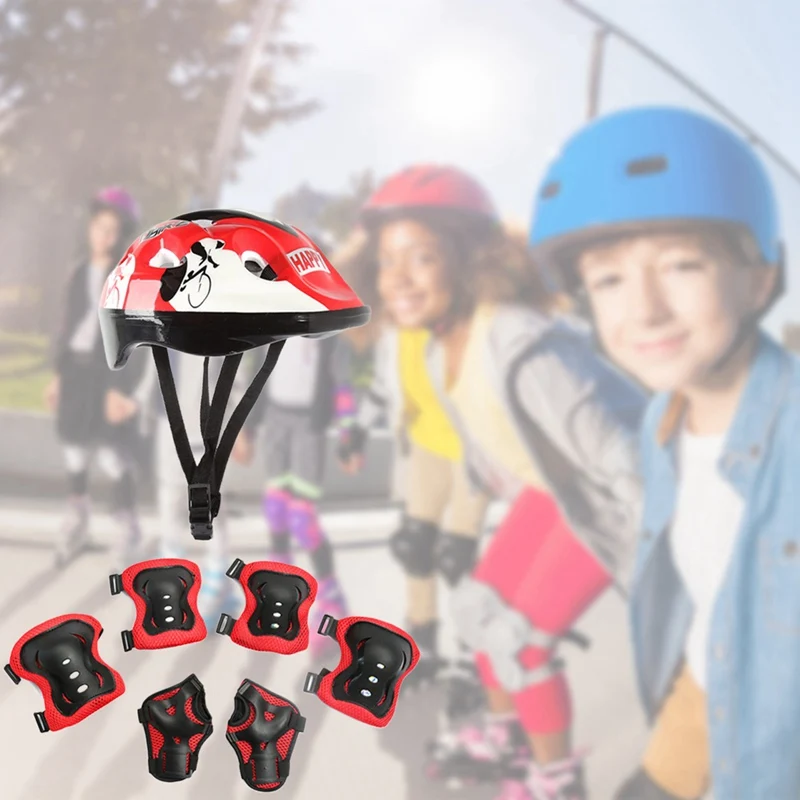 

7PCS/set Cycling Skating Protective Gear Set Knee Wrist Safe Guard Elbow Pads Bicycle Skateboard Knee Protector Guard Kid Child