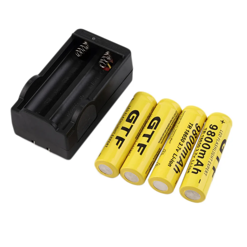 4 Pcs 18650 Battery 9800mAh 3.7V Rechargeable Li-ion With Charger For Led Flashlight Batery Litio Cell | Обустройство дома