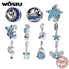 Подвеска из серебра 925 пробы в виде синей морской звезды