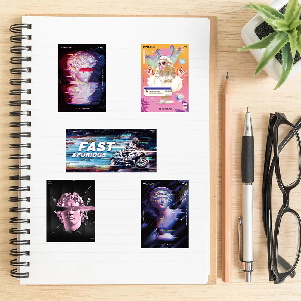 102040pcs punk vaporwave psychedelic cool stickers aesthetic graffiti laptop phone car bike scrapbook sticker decals kids toy free global shipping