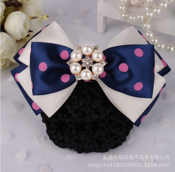 

High-end professional head flower hair clip new big bow rhinestone nurse net flower fashion cosplay staff hair accessories FS028