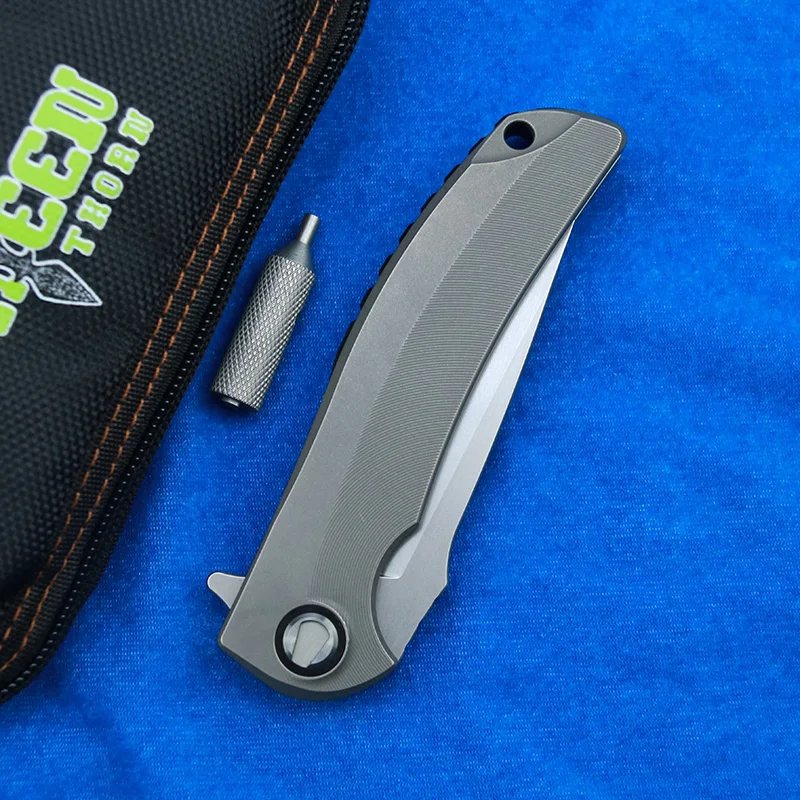 Нож с быстрооткрытым лезвием Green thorn overkill fin лезвие D2 ручка из титанового сплава