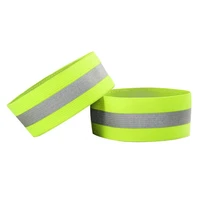 2pcs reflective bands elasticated armband wristband ankle leg straps safety reflector tape straps for night jogging biking