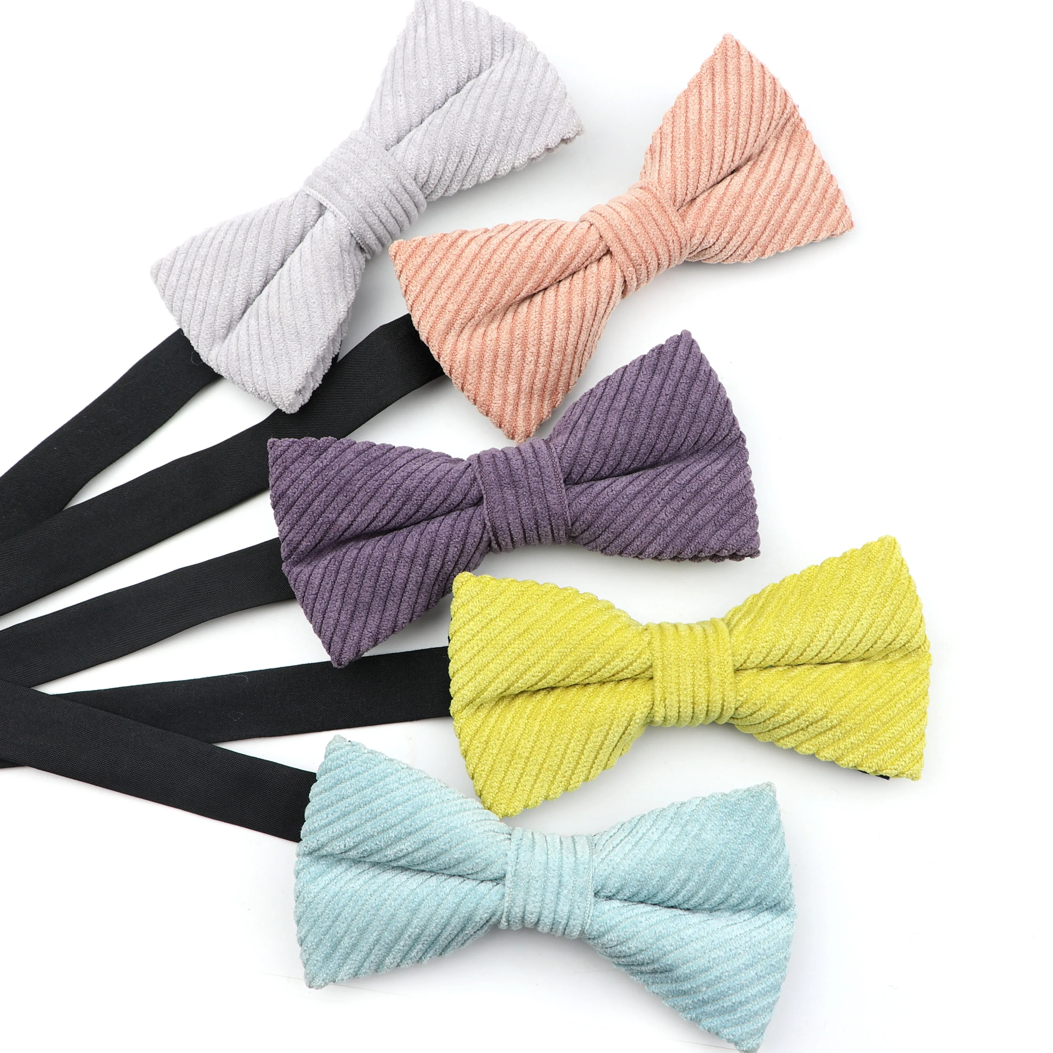 Вельветовые диагональные полоски однотонный галстук бабочка желтый коричневый