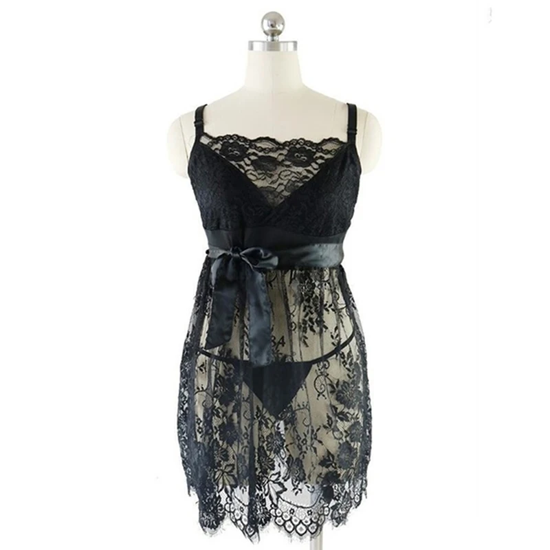 

Oversized Sleepwear Sexy Lace Loose And Ladies Sleepwear Sleeveless Sling Perspective Casual Female Sleepwear