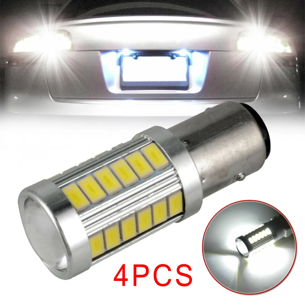 

LED Bulbs 12V DC Turn Signal Light 6500K Backup Stop White 1157 33SMD 4pcs