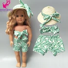 Кукла reborn Baby Doll, летняя одежда для отдыха, пляжный комплект бикини с соломенной шапкой для 18 дюймов, американская кукольная одежда, комплект из рубашки и брюк