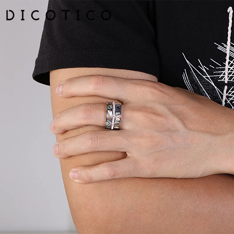 Кольцо из нержавеющей стали с фианитами для мужчин и женщин Двухслойное