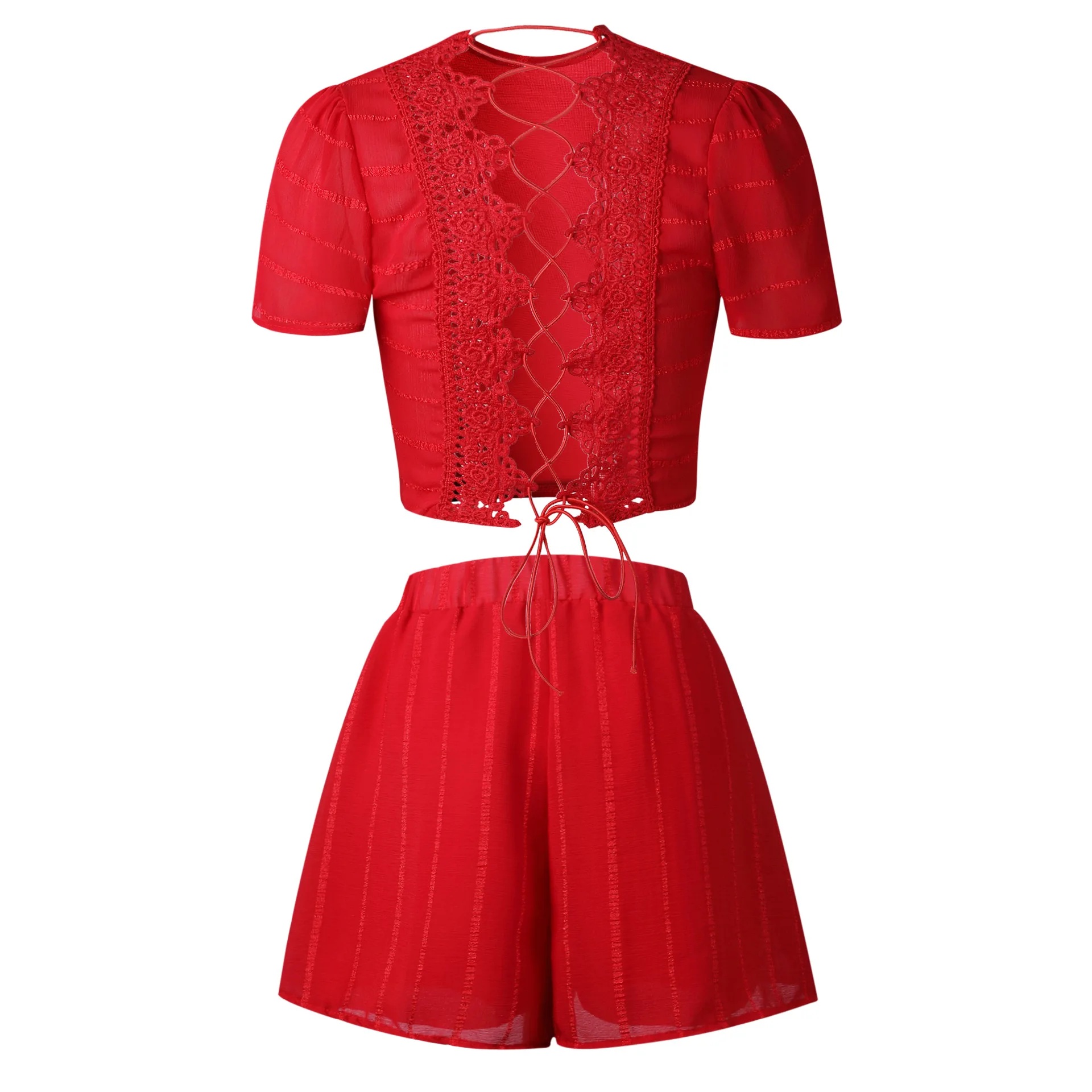 Женский кружевной костюм пляжный с открытой спинкой шорты 2 шт. для лета 2020 |