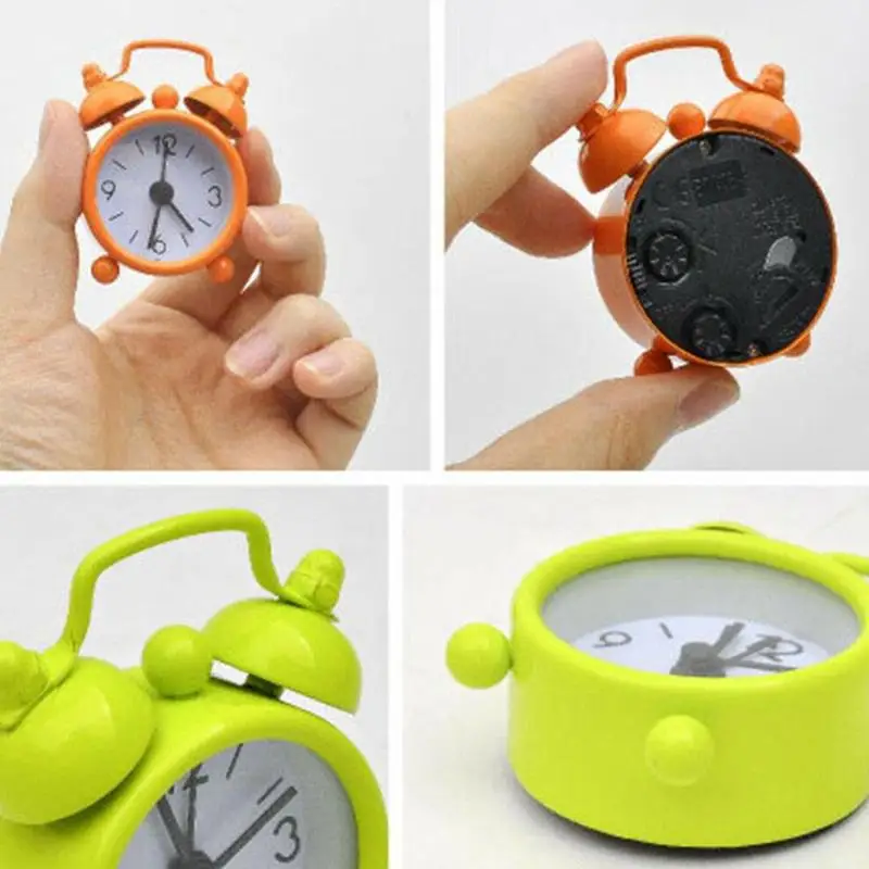 

Cute Mini Metal Alarm Clock Lovely Small Student Alarm Clock Home Decor Gift 4cm