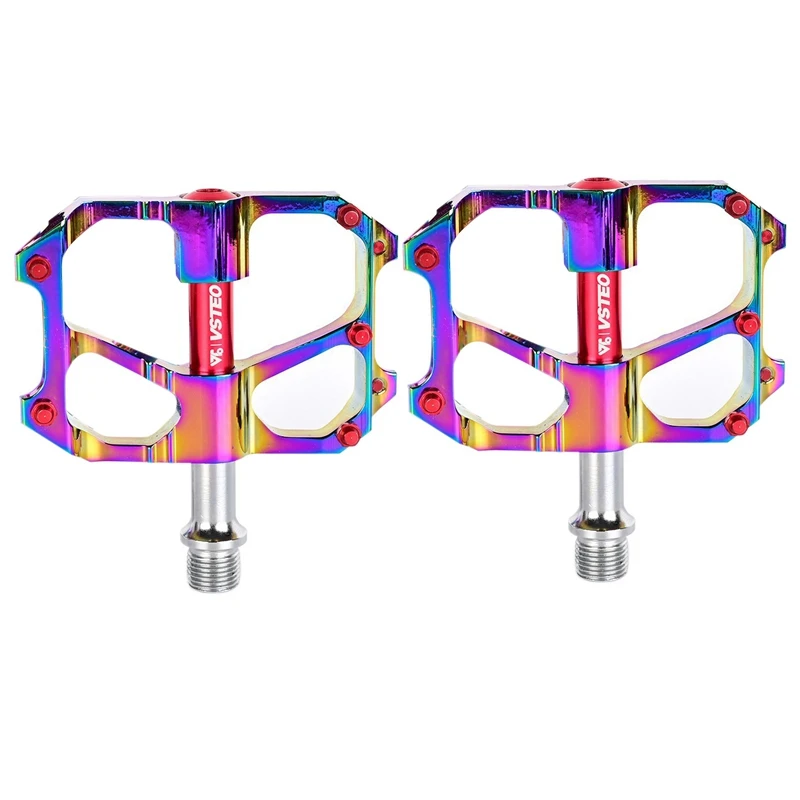 

VSTEO Bike Pedal Ultralight Bicycle Pedal CNC 3 Bearing Aluminum Pedal Electroplated Rainbow for MTB Road Bike