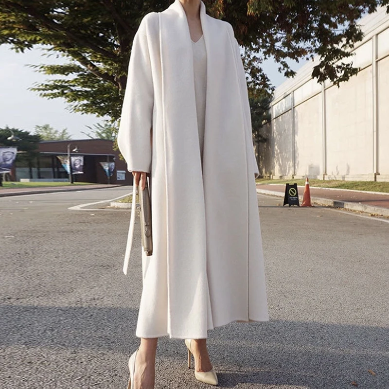 

Loose Oversized Tweed Overcoats Female 2020 Fall Clothes Vintage Overcoat For Women V Neck Long Sleeve Patchwork Lace Up