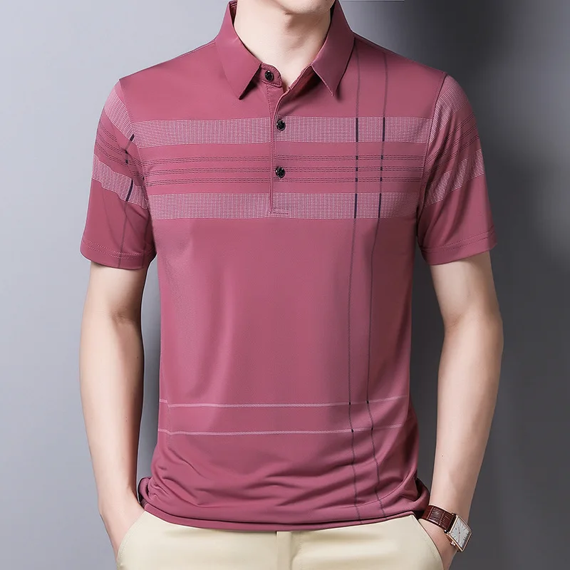 

Dad's summer short-sleeved POLO shirt,men's new mercerized POLO shirt,loose casual polo shirt for middle-aged and elderly people