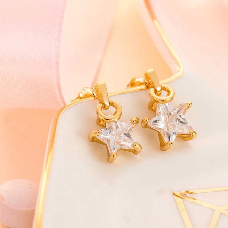 Модные милые/романтичные серьги-гвоздики со звездами из циркония для женщин
