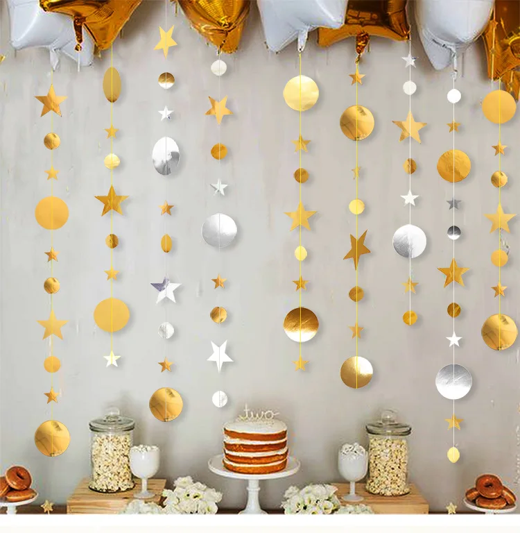 Звездное украшение гирлянда круглые орнаменты на день рождения розовое золото