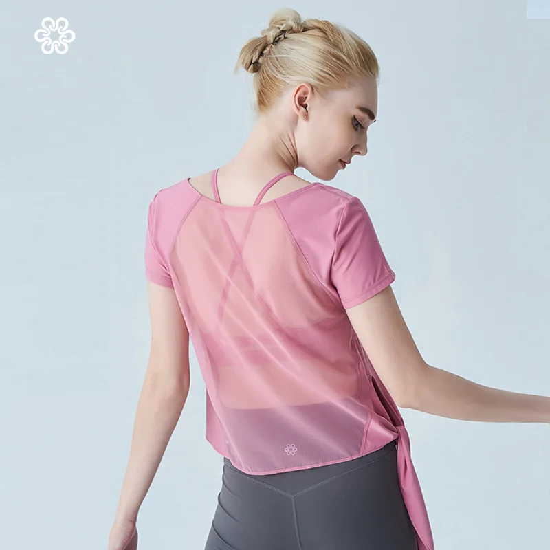 Women Yoga Shirts Vest Ladies Girls Short Sleeves Crop Top Sports Professional Fitness Gym Workout Running Slim New | Спорт и