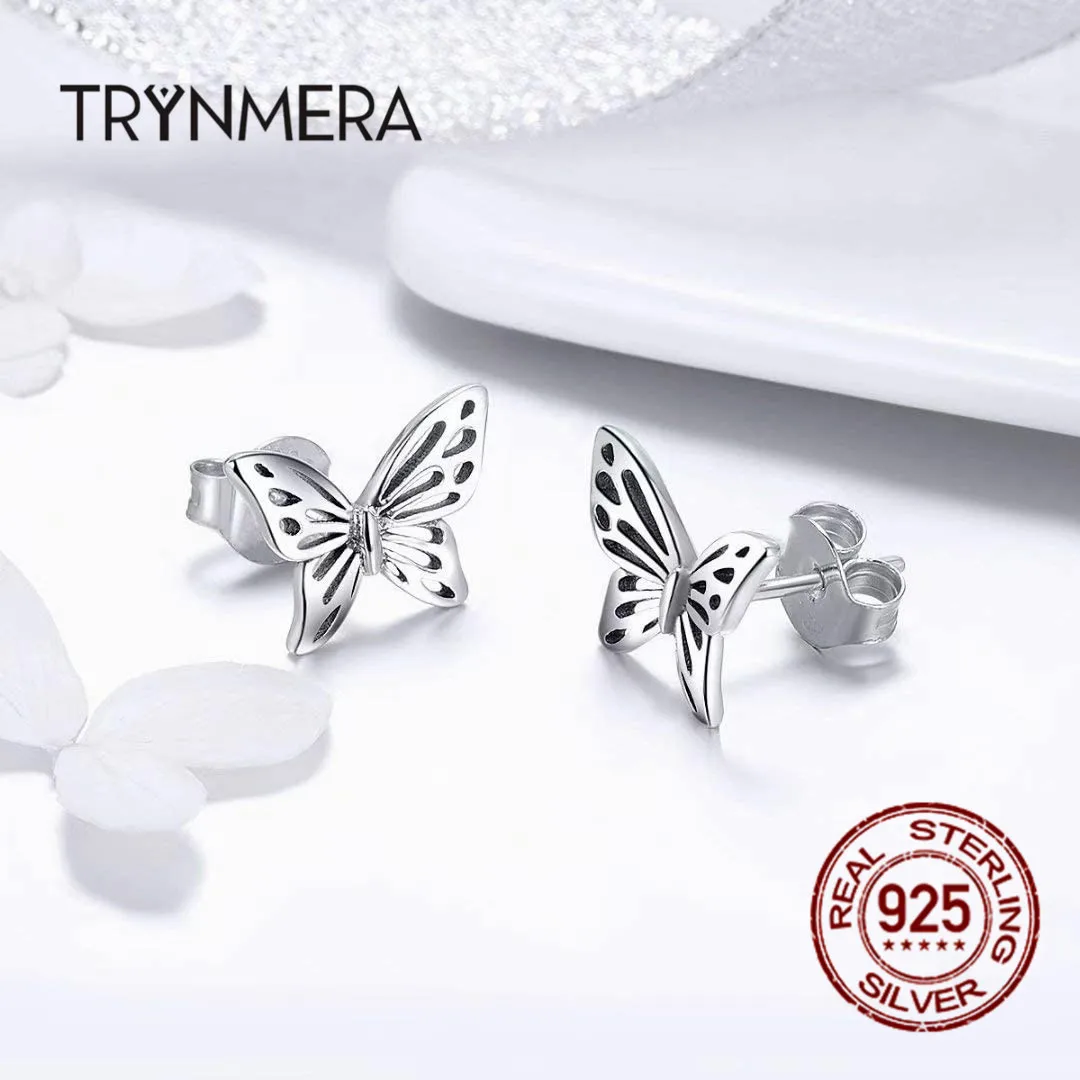 TRYNMERA Insect Collection 925 Sterling Silver Butterfly Dream Exquisite Stud Earrings for Women Jewelry TE094 | Украшения и