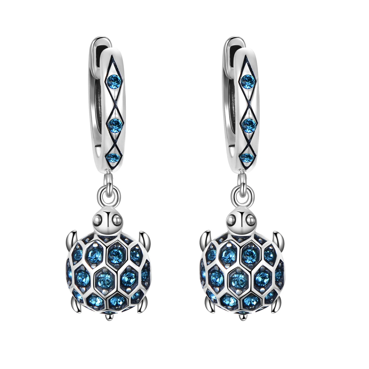 

Женские серьги из серебра 925 пробы, с сверкающими стразы, Er1014, подвеска в виде черепахи