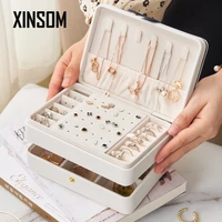 xinsom new jewelry box organizer high capacity necklace earrings rings jewelry packaging display box portable travel case casket