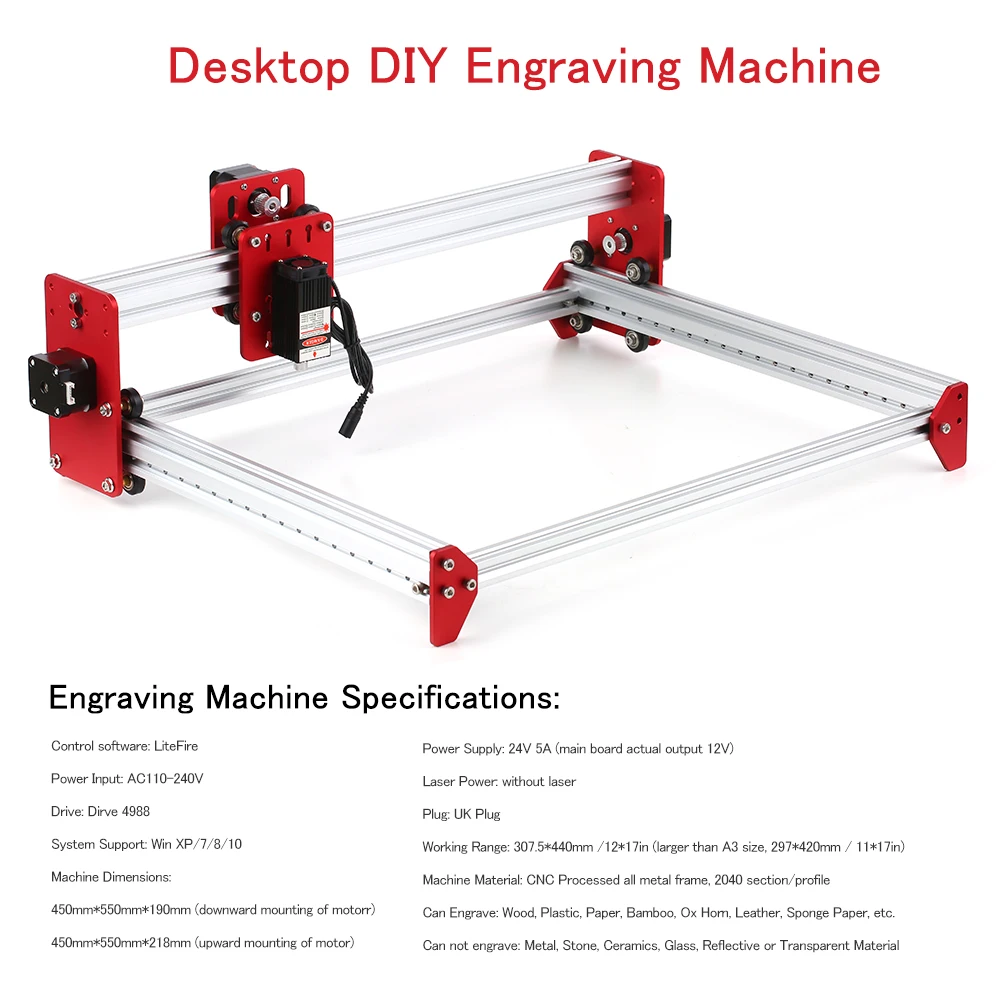 Лазерный гравировальный станок A3 мини для лазерной гравировки с металлической