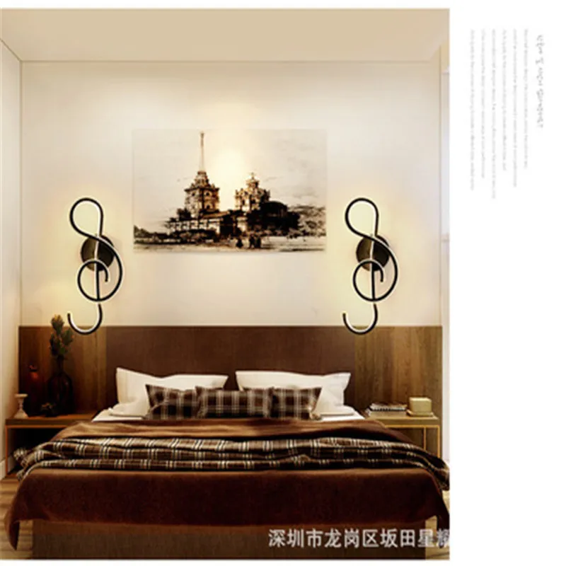 

Modern Creative Personality Music Symbol Led Wall Lamp Creative Kitchen Corridor Bedroom Mirror Decoration Background Wall Lamp