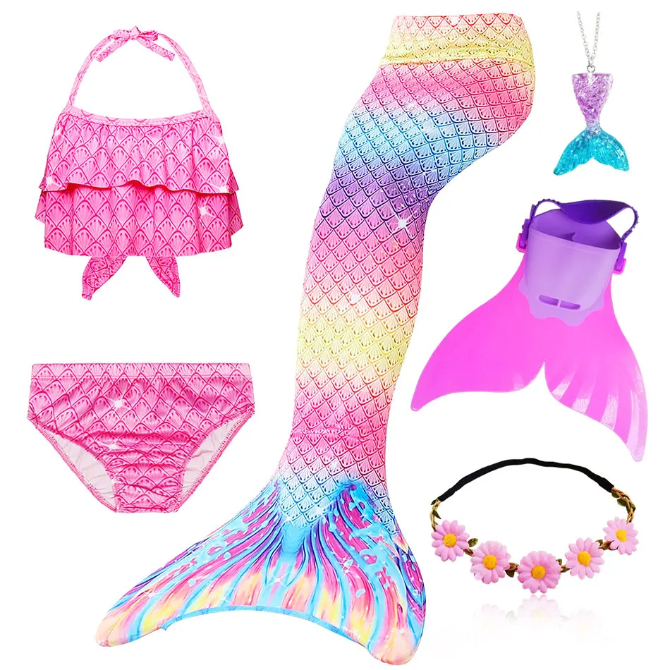 Купальный костюм для девочек с хвостом Русалочки детский купальник косплея на