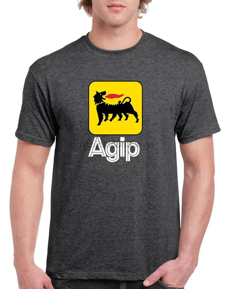 Мужская белая футболка с логотипом компании AGIP Racing Oil размер от S до 2XL |