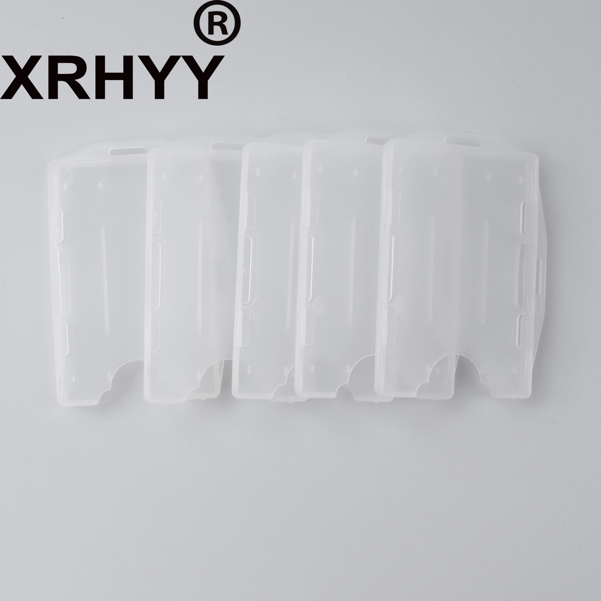 Xrhyy упаковка из 5 матовый прозрачный 2-сторонняя жесткая карты Бизнес удостоверение личности держатель с отделением для карт и Сеть отверстий