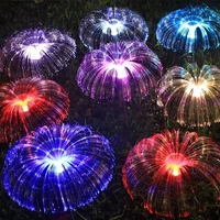 led optic solar garden lights outdoor solar powered fireworks fiber lawn jellyfish optic lamp decor night garden landscape g8j3