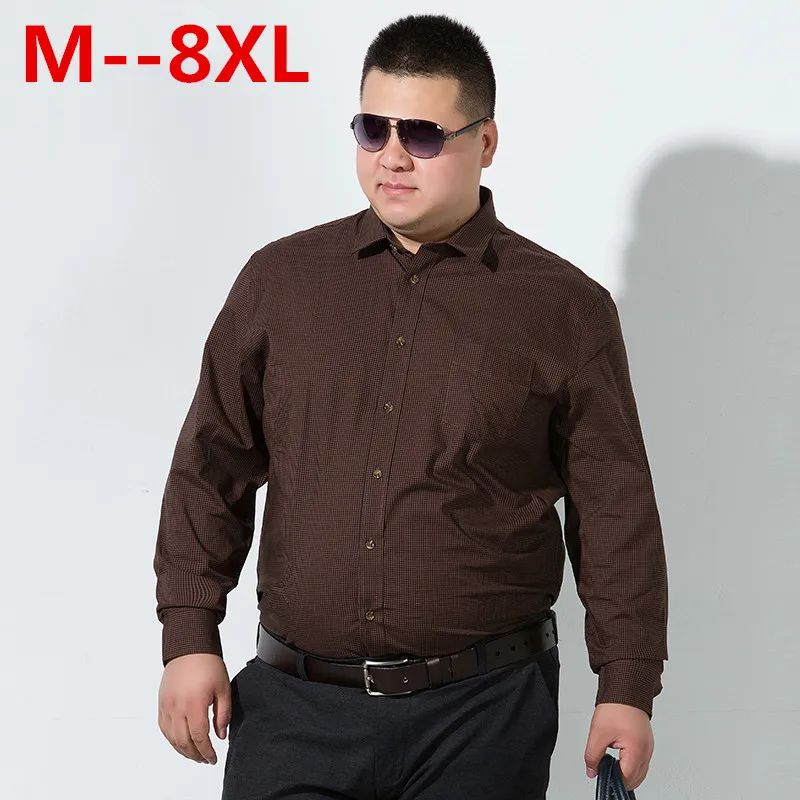 

Новинка 10XL 5XL 8XL 6XL Осенняя Модная брендовая одежда свободная повседневная мужская рубашка в горошек с длинным рукавом