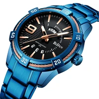 biden male watch top brand luxury quartz mens wristwatch stainless steel calendar week creative blue dial business orologio uomo