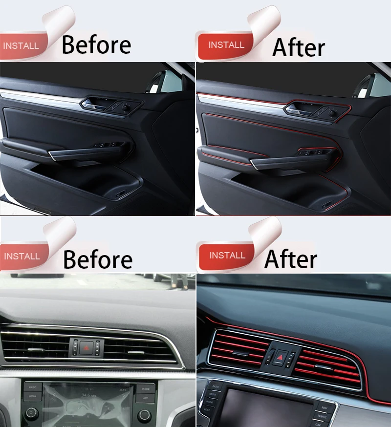 

Car Seal Interior Mouldings Stickers Decoration Strip Moulding Door Dashboard Air Steering Strips Car Accessories Interior 2M 3M