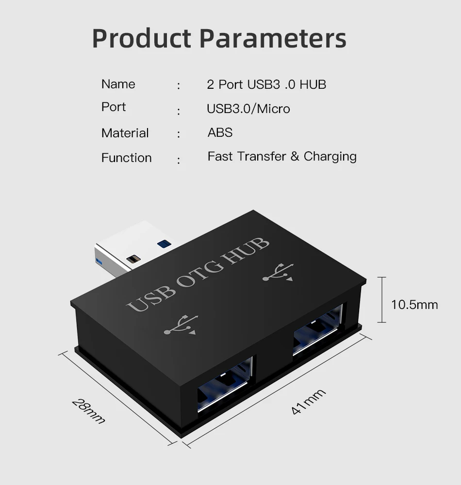 Robotsky Mini USB 3.0 Hub 2 Port USB Hub High Speed Hub Splitter Box For PC Laptop U Disk Card Reader for Mobile Phone Hub Use