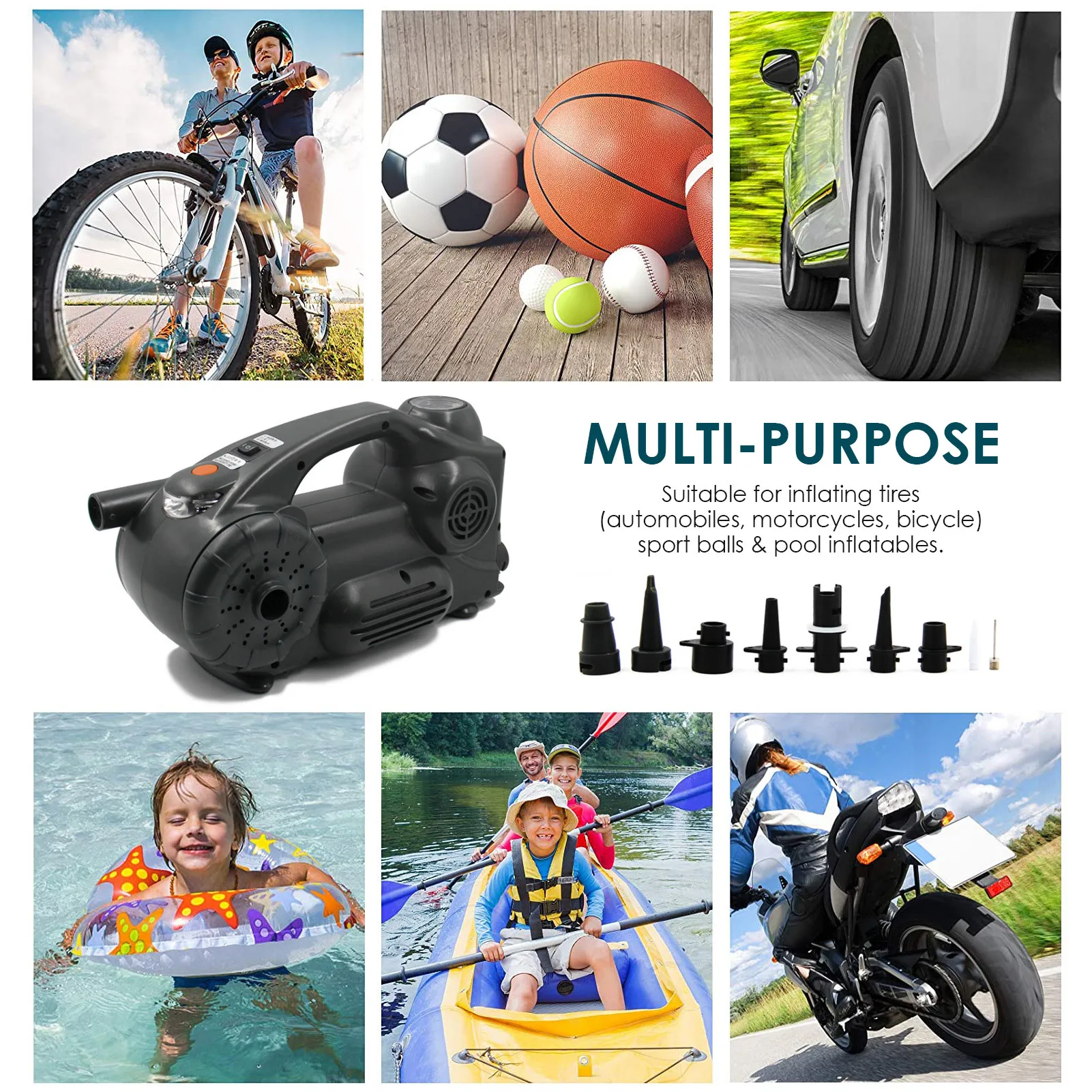 

Portable Bicycle Pump Car Tyre Inflator Multifunctional Inflator for Car Bicycle Tires Balls Motorcycle Basketball and Others