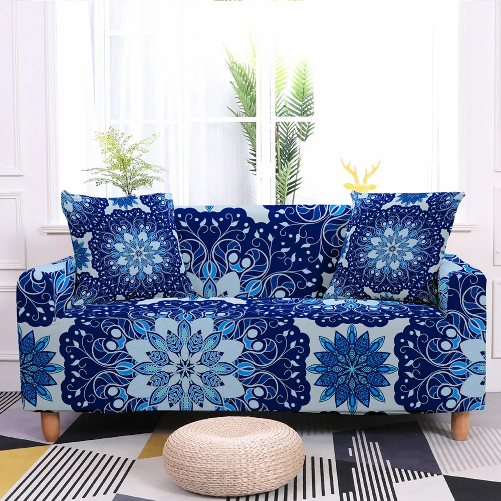 Эластичный чехол для дивана с изображением мандалы цветами богемный этнический