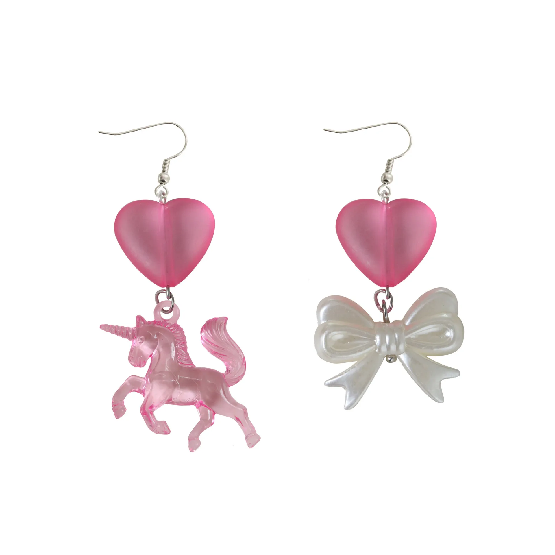 

Cute earrings ins sweet mandarin duck pink unicorn earrings European&American long pendant bow ear clip women's earring