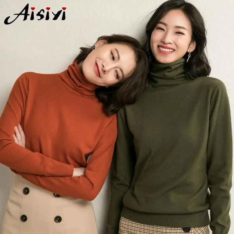 Женский кашемировый свитер с высоким воротом 2022 осенне-зимний тонкий женские