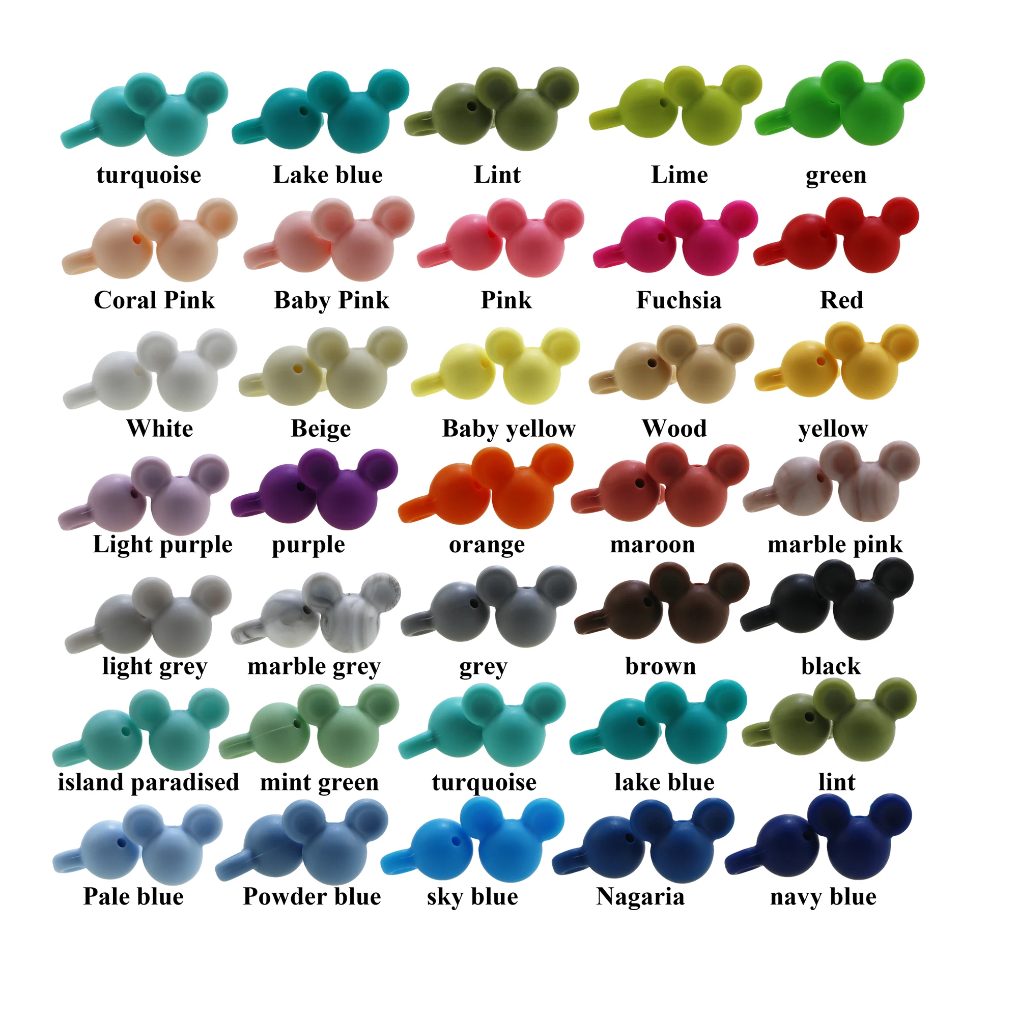 Силиконовые бусины Микки 27 цветов 100 шт./лот|Детские прорезыватели| |