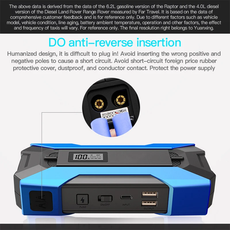 

Portable 800A Car Jump Starter Battery Starter Car Emergency Booster Starting Device Battery Station Car Booster Jumpstarter