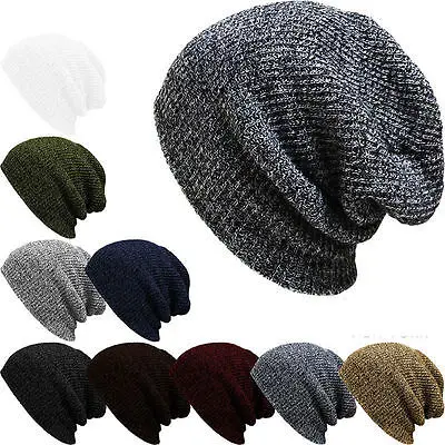 

New Fashion Men Slouch Skull Oversize Long Beanie Women Baggy Cap Crochet Knit Ski Hat