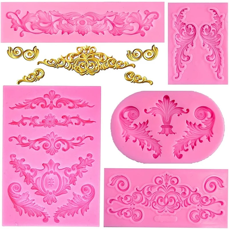 

Embossed Lace Fondant Silicone Mold Baroque Style Mold 3D Engraving Decoration Cupcake Decoration Resin Mold