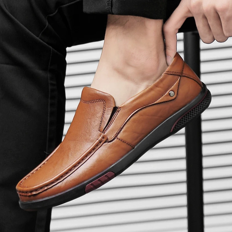 

Лоферы, роскошные брендовые Нескользящие мокасины для вождения, мужские уличные модные туфли из натуральной кожи