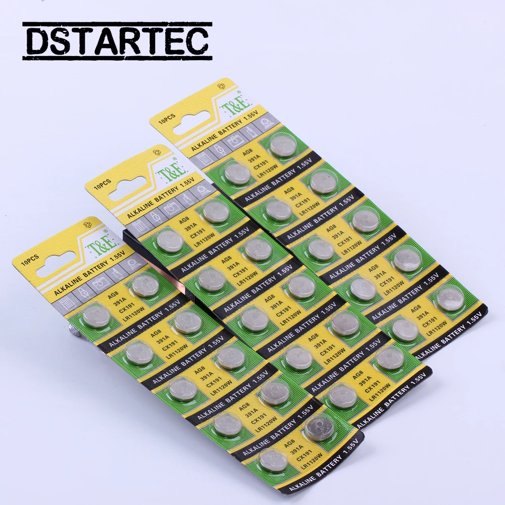 10 шт./карта 30 мА · ч 1 55 в AG8 LR1120 391 SR1120 R1120W CX191 кнопочные батареи для пультов