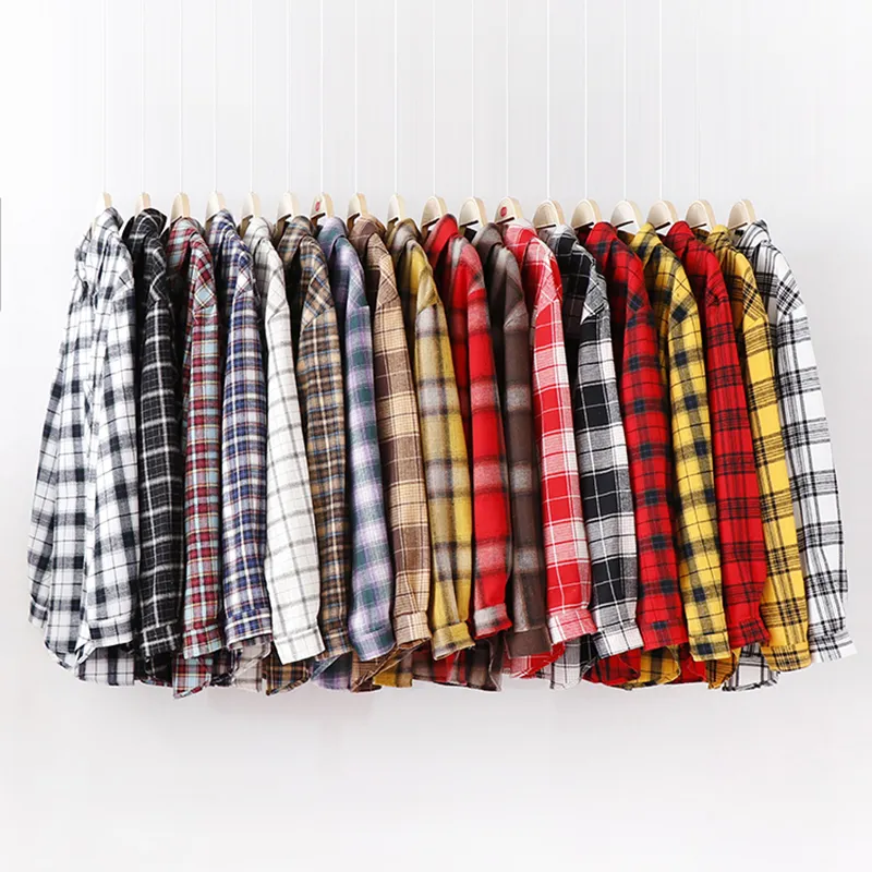 2022 New Loose Design Cotton Plaid Shirt Women Young Style L