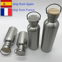 portable stainless steel water bottle 1000ml bamboo lid sports flasks travel cycling hiking camping bottles bpa free