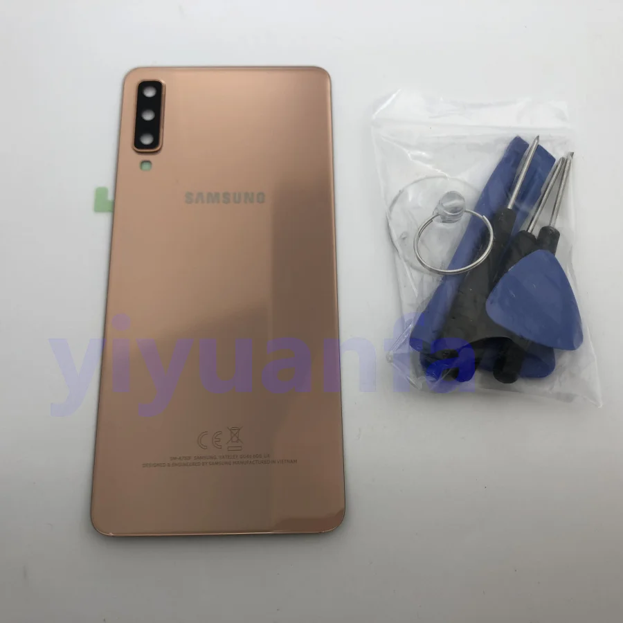 A750 Golden Оригинальное заднее стекло для samsung Galaxy A7 крышка батареи A750 чехол A750F SM-A750 задняя дверь корпус стеклянная панель Замена - Цвет: A750 Golden