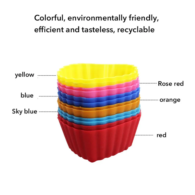 12 шт. силиконовая форма для кексов выпечки круглая цветная антипригарная